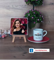 Paramedik Fotoğraflı Dekoratif Taş, Ahşap Altlıklı Türk Kahvesi Fincanı Hediye (Model 3)