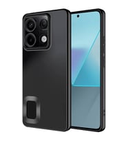 Xiaomi Redmi Note 13 Pro 5G Kılıf Logo Yeri Açık Kamera Lens Korumalı Renkli Kenarlı Şeffaf Silikon (Siyah)