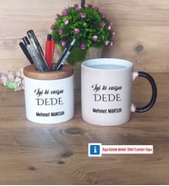 Dedeye Hediye Kalemlik, Kupa Bardak T Kişiye Özel Hediye (Model 3)