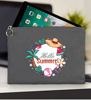 BK Gİft Yaz Temalı-4 Tablet Çantası 30x21cm(12 Renk Seçeneği), Ipad Çantası, Baskılı Tablet Kılıfı (Antrasit)