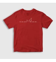 Presmono Unisex Çocuk Beyaz Ekg Cat Kedi T-Shirt 399210tt (Kırmızı)