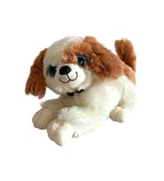 Peluş Köpek Havlayan Yatan Sevimli Peluş Köpek 25 Cm Yatan Sesli Köpek Peluş (Beyaz)