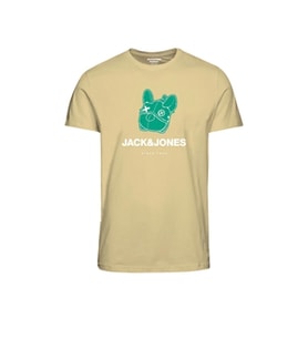 Jack & Jones Erkek Sıfır Yaka Beyaz Pamuklu T-shirt - 12238121 (Hardal Sarısı)