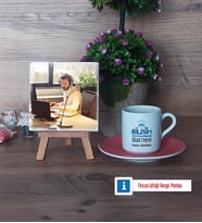 Bilişim Teknolojileri Öğretmeni Fotoğraflı Dekoratif Taş, Ahşap Altlıklı Türk Kahvesi Fincanı Hediye Öğretmenler Günü Hediyesi (Model 6)