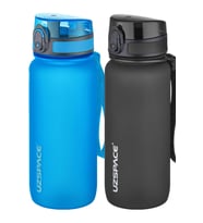 Uzspace 2'li Tritan Matara Seti 650 ml 14 Farklı Renk Seçeneği FiftyFifty (Mavi-Siyah)