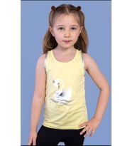 Toontoy Kız Çocuk Kuğu Baskılı Atlet (Sarı)
