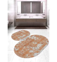Dijital Baskılı Kaymaz Taban Yıkanabilir Oval 2'li Klozet Takımı Banyo Paspası NOKZ-HT-991 (Çok Renkli)