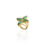 Kadir Jewellery 22 Ayar Altın Kaplama Zirkon Taşlı Kadın Otantik Yüzük (Yeşil)