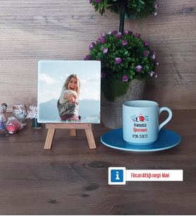 Fransızca Öğretmeni Fotoğraflı Dekoratif Taş, Ahşap Altlıklı Türk Kahvesi Fincanı Hediye Öğretmenler Günü Hediyesi (Model 5)