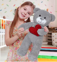 50 cm Kalpli Peluş  Sevimli Ayıcık (Gri)