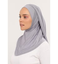 Hazır Lüks Pratik Hijablı  Şifon Şal (Gri)