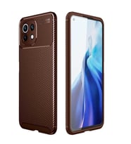 Xiaomi Mi 11 Lite Kılıf Karbon Silikon Case (KAHVE)