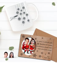BK Gift Kişiye Özel Mutlu Yıllar Kupa Bardak ve Retro Ahşap Yılbaşı Tebrik Kartı Hediye Seti-4 (Siyah)