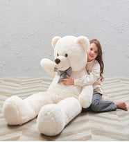 Sevgiliye Özel Hediye - Peluş 120 cm Papyonlu Sevimli  Ayı (Beyaz)