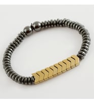 Unisex Onix-Hematit Doğaltaş Bileklik (Altın)