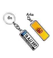 Kişiye Özel Honda Kırmızı Parıltı Logo Tema Plaka Anahtarlık (Gümüş)