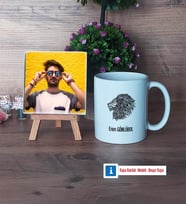Aslan Fotoğraflı Dekoratif Taş, Kupa Bardak Beyaz Hediye (Model 1)