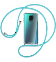Xiaomi Redmi Note 9 PRO Kılıf Boyun Omuz Askılı iPli Anti Şok Köşe Korumalı Şeffaf Silikon (Turkuaz)