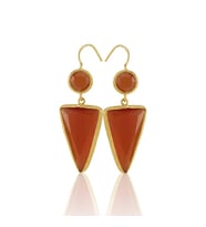 Kadir Jewellery 22 Ayar Altın Kaplama Kadın Sallantılı Küpe -El İşçiliği Ve Hipoalerjenik Küpe (Kırmızı)