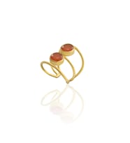 Kadir Jewellery 22 Ayar Altın Kaplama Kadın Zirkon Taşlı Yüzük (Kırmızı)