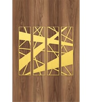 UNT Çizgiler Temalı Geometrik Modern Dekoratif Ahşap4'lü Tablo, Duvar Dekoru Model Kodu * (Gold)