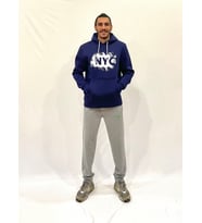 Erkek Kapşonlu Rahat Kalıp İçi Polarlı 3 iplik NYC Baskılı SweatShırt spr24sw09 (Lacivert)