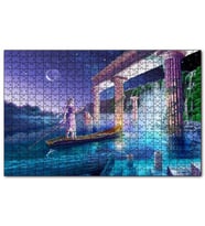 Cakapuzzle Sularla Kaplı Antik Sütunlar Sandal ve Kız Puzzle Yapboz MDF (Ahşap) (1000 Parça)