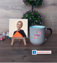 İsme Özel Fotoğraflı Dekoratif Taş, Kupa Bardak Beyaz Hediye (Model 10)