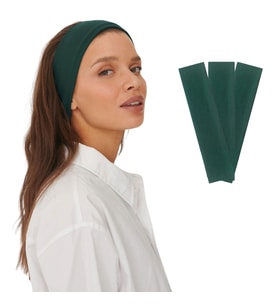 3'lü Spor Saç Bantları - Elastik Kaymaz İnce Saç Ter Kafa Bandı Bandana, Kadın & Erkek Koşu Fitness Yoga Pilates Makyaj Yüz Yıkama Atletik Egzersiz Saç Bandı (Koyu Yeşil)