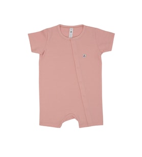 Boydan Çıtçıtlı Basic Kısa Tulum (Pembe)