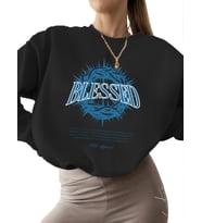 kalın 3 iplik şardonlu Sweatshirt kadın bisiklet yaka Sweatshirt erkek Kutsanmış vintage Baskılı (Siyah)