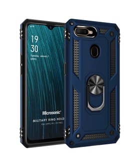 Microsonic Oppo F9 / F9 Pro Kılıf Military Ring Holder (Lacivert)