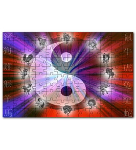 Cakapuzzle Yin Yang Sembolü ve Çin Hayvanlı Takvimi Puzzle Yapboz MDF (Ahşap) (500 Parça)