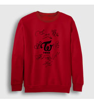 Presmono Unisex Beyaz Signs K-Pop Twice Sweatshirt 281769tt (Kırmızı)
