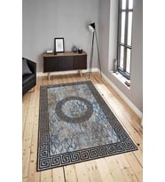 Dijital Baskılı Yıkanabilir Kaymaz Modern Renkli Salon Halısı Mutfak Halısı Yolluk ND-HY-1262 (Mavi)
