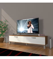 Decoraktiv Eko 140 Mdf Std Krom Ayaklı Tv Ünitesi Tv Sehpası (Beyaz - Kahverengi)