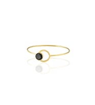Kadir Jewellery 22 Ayar Altın Kaplama El İşçiliği Zirkon Taşlı Kadın Kelepçe Bilezik (Siyah)