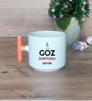 Göz Doktoru Hediye Sepeti Kupa Bardak T Kulplu, Kalemlik ve Ahşap Telefon Standı Tıp Bayramı Hediyesi (Model 7)