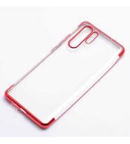 Huawei P30 Pro Kılıf İnce Köşeleri Renkli Şeffaf Silikon (Kırmızı)
