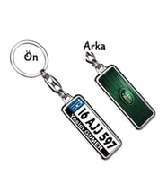 Kişiye Özel Land Rover Logo Tema Plaka Anahtarlık (Gümüş)