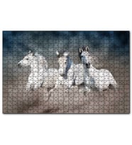 Cakapuzzle Doğada Koşan Üçlü Beyaz Atlar Görseli  Puzzle Yapboz MDF (Ahşap) (500 Parça)