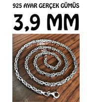 925 Ayar Gümüş Erkek Kolye Zincir Kare Kral Model msn18k (3,9 mm) (Kırmızı)