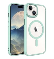 Apple iPhone 15 Kılıf Wireless Şarj Özellikli Krom Magsafe Silikon Kılıf (Yeşil)