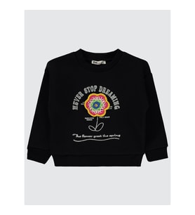 Civil Girls Kız Çocuk Sweatshirt 2-5 Yaş Siyah (Siyah)