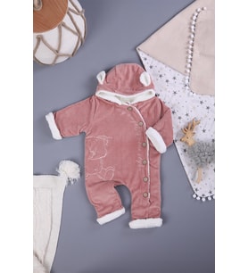 Babyhola Velsoft Astarlı Kışlık Bebek Çocuk Tulum 3200 (Somon)