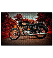 Cakapuzzle Siyah Motorsiklet ve Sonbahar Rengi Ağaçlar  Puzzle Yapboz MDF (Ahşap) (500 Parça)