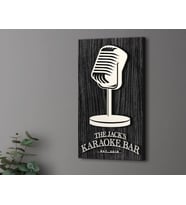 BK Gift Kişiye Özel Kabartma Tasarımlı Siyah (Ebony) Ahşap Karaoke Bar Tabelası 46cm, Home Bar Tabela, Rustik Ev Dekorasyonu, Duvar Dekoru (Model 2)
