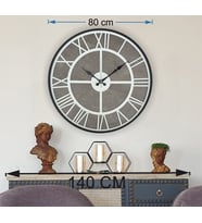Markakanvas Siyah Metal Kasalı Mermer Desenli Duvar Saati Çap 50 - 80 cm (Beyaz)