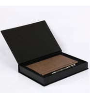 Metal Tükenmez Kalem 13 x 21 Defter Kutulu Set (Kahverengi)