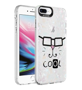 Apple iPhone 8 Plus Kılıf Mermer Desenli Zore Marbello Kılıf (Beyaz)